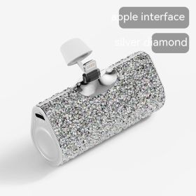 Diamond Pocket Capsule Emergency Power Bank Diamond-embedded Mini Lipstick Small Portable Power Source (Option: Aura Bright Apple Interface-3000 MA)