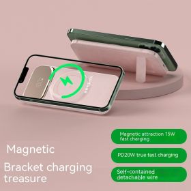 Wireless Power Bank With Cable (Option: Pink-10000 MA)