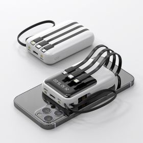 Mini Digital Display Sharing With Self-contained Line Large-capacity Power Bank (Option: White-8000mAh)