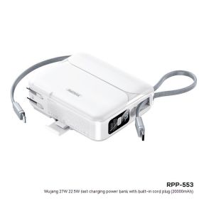 45W With Cable Fast Charge Mobile Power Portable (Option: RPP553 White-20000 MA)