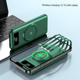 66W Comes With 3 Wires Super Fast Charge 20000mAh Power Bank Large Capacity Mobile Power (Option: Green-20000mAh)