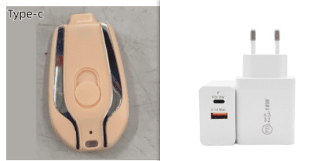 1500mAh Mini Power Emergency Pod Keychain Charger With Type-C Ultra-Compact Mini Battery Pack Fast Charging Backup Power Bank (Option: Pink set-Type c)