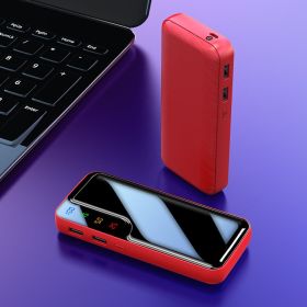 Private Model Leather Texture Mirror Power Bank 5 Sections (Option: Red-6000mah)