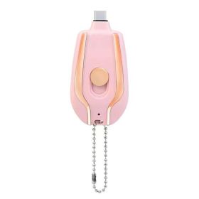 1500mAh Mini Power Emergency Pod Keychain Charger With Type-C Ultra-Compact Mini Battery Pack Fast Charging Backup Power Bank (Option: Dark Pink-For IPhone)