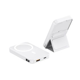 Magnetic Suction Wireless Charging Treasure Large Capacity Folding Bracket Mobile Power Supply (Option: A271 Pearl White 22.5W10000)