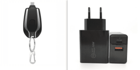 1500mAh Mini Power Emergency Pod Keychain Charger With Type-C Ultra-Compact Mini Battery Pack Fast Charging Backup Power Bank (Option: Black set-Android)