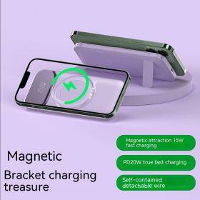 Wireless Power Bank With Cable (Option: Purple-10000 MA)